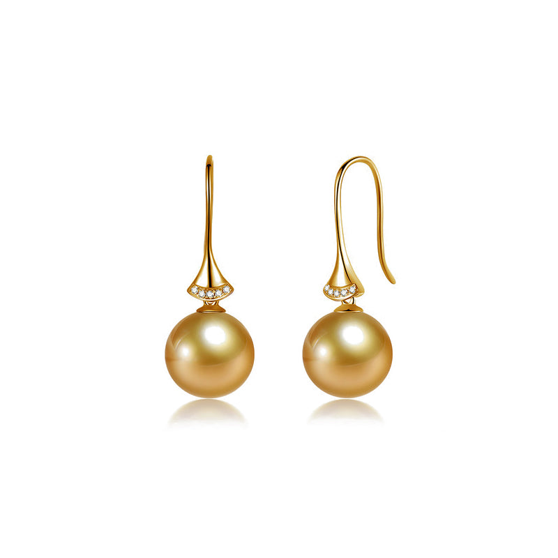 Fairylocus Elegant Design Austrian Crystal Golden Pearl Sterling Silver Earrings FLZZER57 Fairylocus