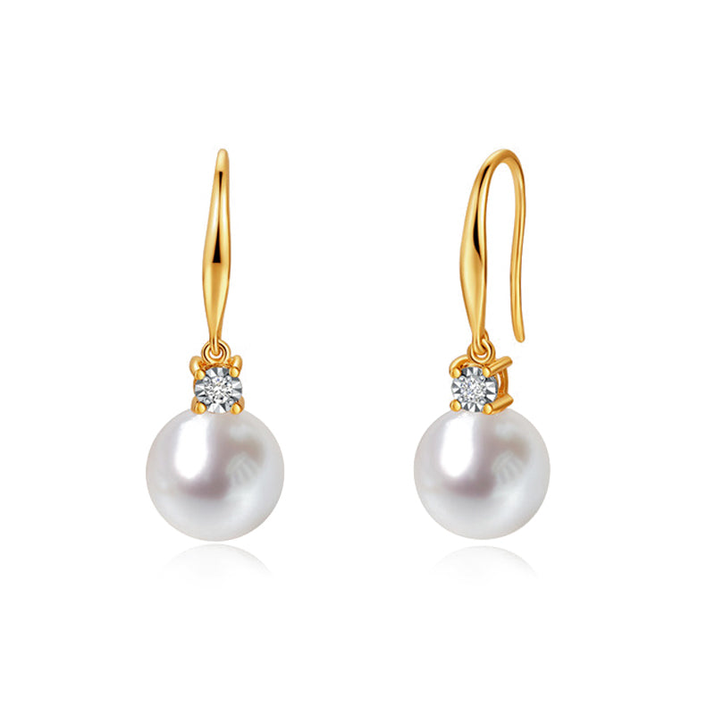 Fairylocus Elegant Design Austrian Crystal Golden Pearl Sterling Silver Earrings FLZZER63 Fairylocus