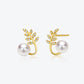 Fairylocus "Golden Branches" Austrian Crystal Pearl Sterling Silver Stud Earrings FLZZER14 Fairylocus