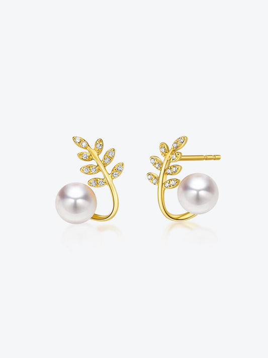 Fairylocus "Golden Branches" Austrian Crystal Pearl Sterling Silver Stud Earrings FLZZER14 Fairylocus