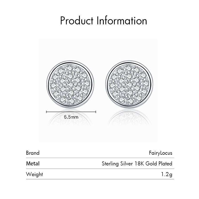 FairyLocus Classic Round Cut Sterling Silver 18K Gold Plated Stud Earrings FLCYER-INS23 Fairylocus