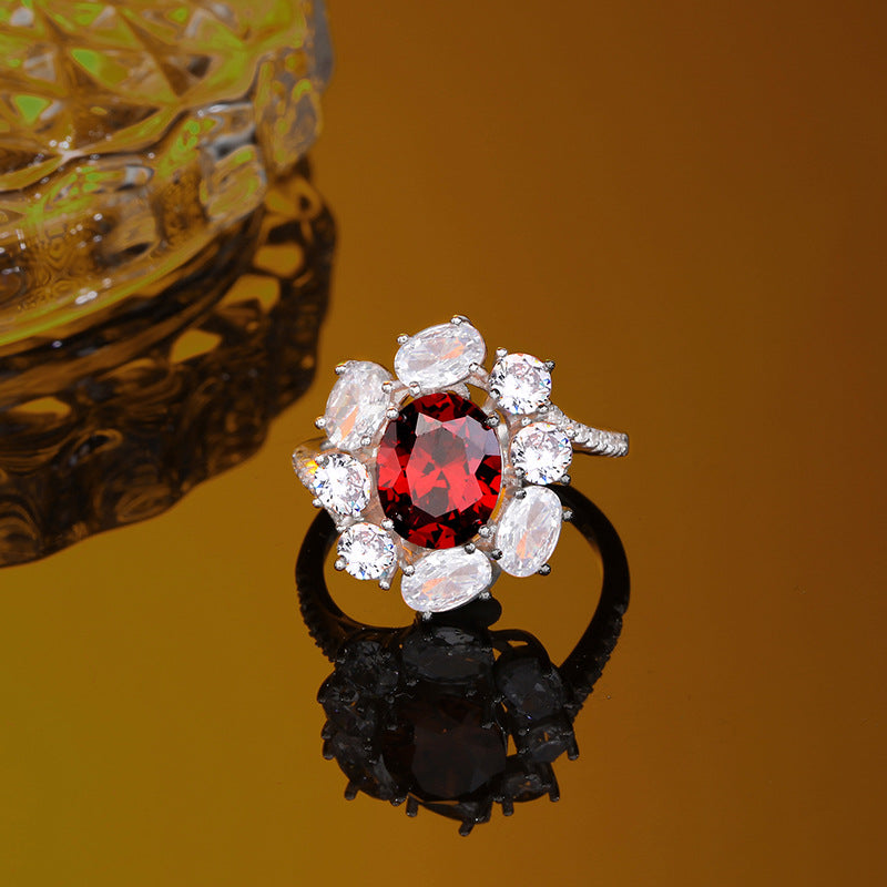 FairyLocus “Burgundy Pomegranate” Artisan Customized Sterling Silver Ring FLCSBSRG04 FairyLocus