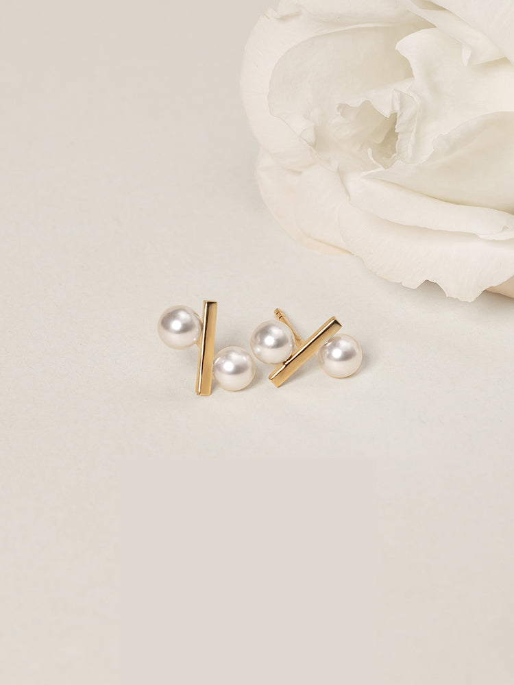 Fairylocus  "Bamboo" Austrian Crystal Pearl Sterling Silver Stud Earrings FLZZER17 Fairylocus