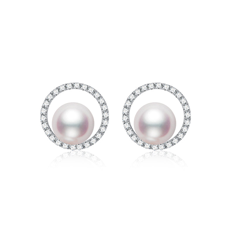 Fairylocus "Luminous" Austrian Crystal Pearl Sterling Silver Stud Earrings FLZZER22 Fairylocus