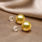 Fairylocus Classic Design Austrian Crystal Golden Pearl Sterling Silver Earrings FLZZER61 Fairylocus
