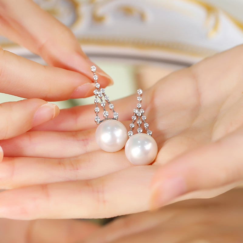 Fairylocus Elegant Design Austrian Crystal Pearl Sterling Silver Drop Earrings FLZZER44 Fairylocus