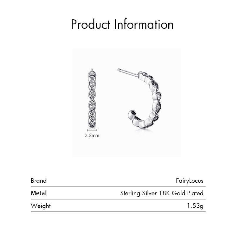 FairyLocus Fashion Sterling Silver 18K Gold Plated Hoop Earring FLCYER-INS10 Fairylocus