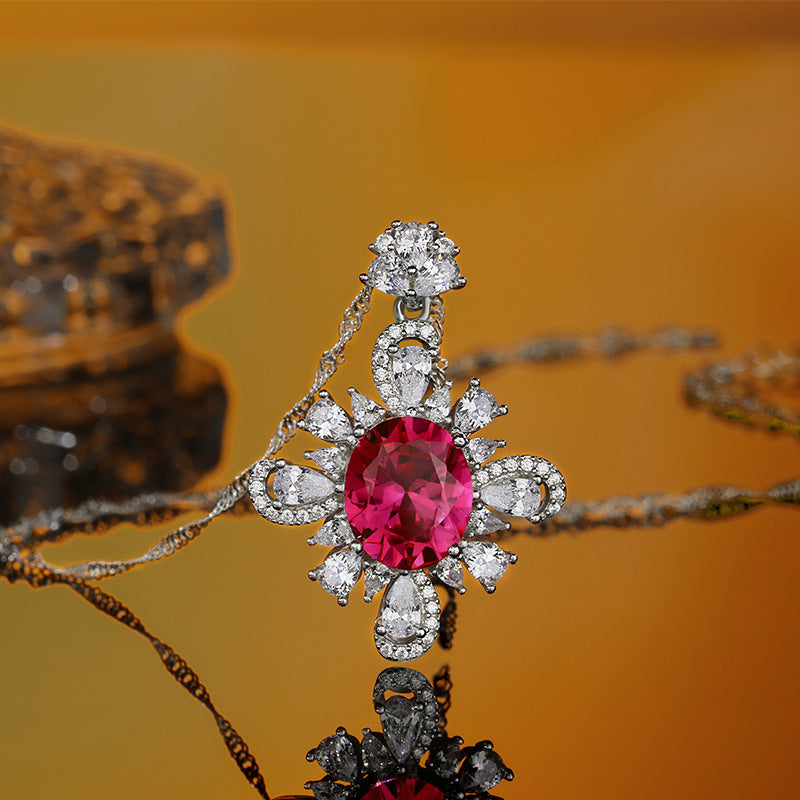 FairyLocus "Rose Queen“ Oval Brilliant Sterling Silver Necklace FLCSBSNL04 FairyLocus