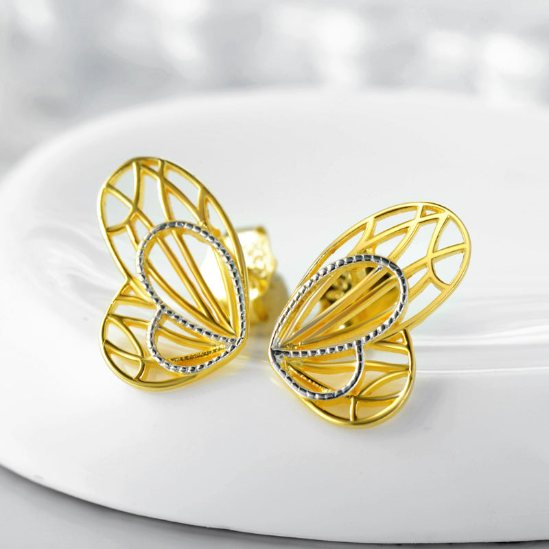 FairyLocus Golden Butterfly Sterling Silver 18K Gold Plated Stud Earrings FLCYER-INS07 Fairylocus