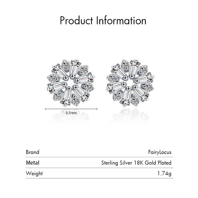 FairyLocus Dazzling Bloom Sterling Silver 18K Gold Plated Stud Earrings FLCYER-INS16 Fairylocus