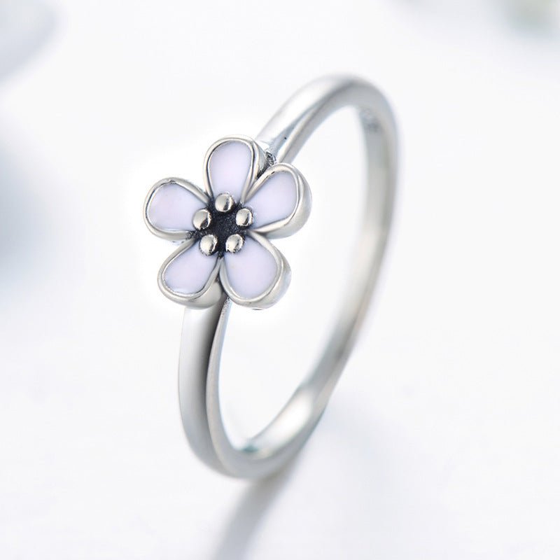 FairyLocus Handmade Enamel Cherry Blossoms Sterling Silver Ring Gifts FLCYRG-BK13 FairyLocus