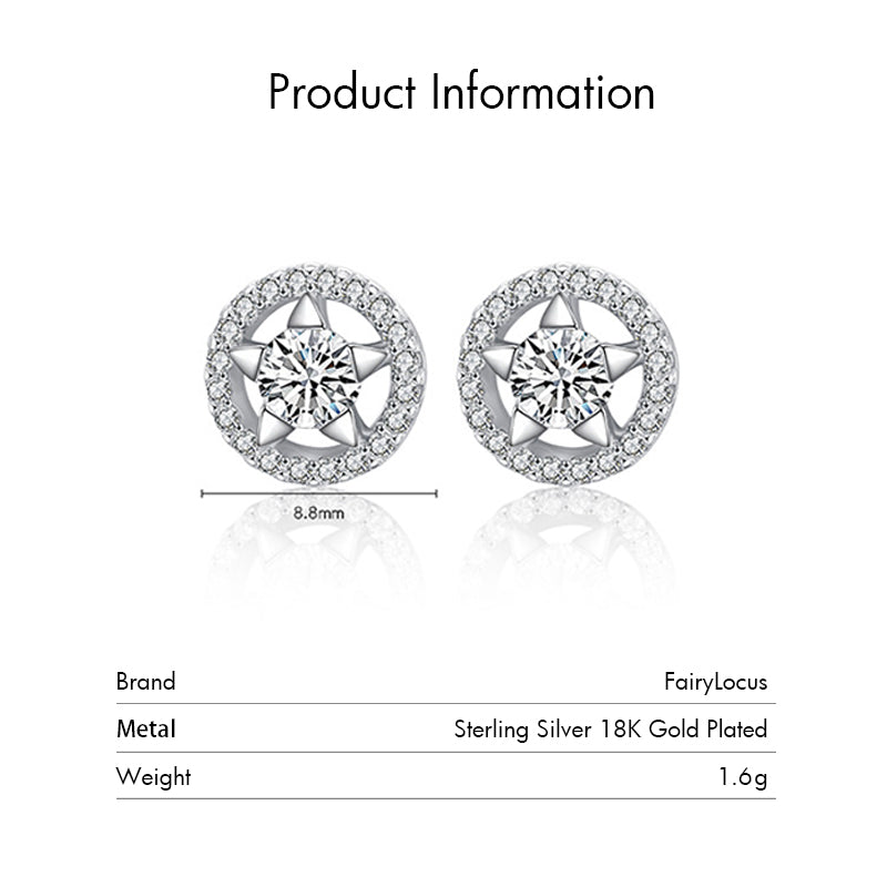 FairyLocus Twinkling Starry Sterling Silver 18K Gold Plated Stud Earrings FLCYER-INS21 Fairylocus