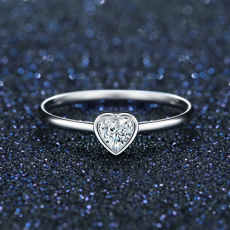 FairyLocus Heart Cut Sterling Silver Solitaire Ring Gifts FLCYRG-BK09 FairyLocus