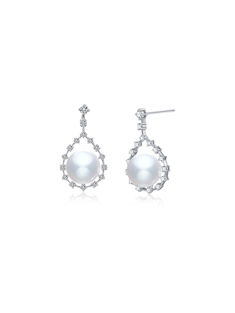 Fairylocus "Luminous" Austrian Crystal Pearl Sterling Silver Drop Earrings FLZZER15 Fairylocus