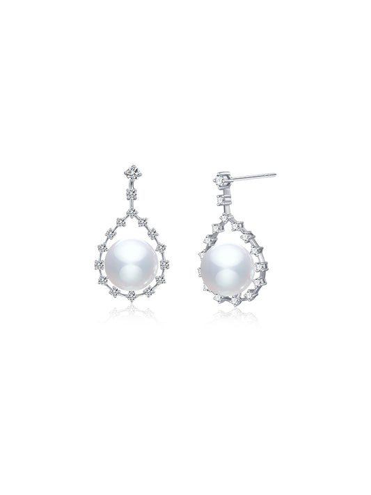 Fairylocus "Luminous" Austrian Crystal Pearl Sterling Silver Drop Earrings FLZZER15 Fairylocus