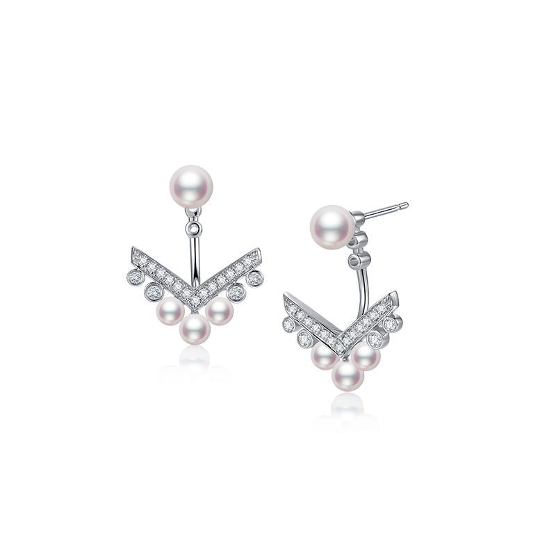 Fairylocus Sparkling Elegant Design Austrian Crystal Pearl Sterling Silver Earrings Jackets FLZZER42 Fairylocus