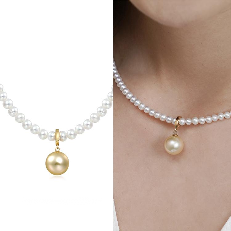 FairyLocus Round Austrian Crystal Pearl Pendant Necklace 4mm FLSJZZNL17 FairyLocus