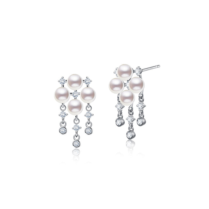 Fairylocus Sparkling Elegant Design Austrian Crystal Pearl Sterling Silver Drop Earrings FLZZER41 Fairylocus