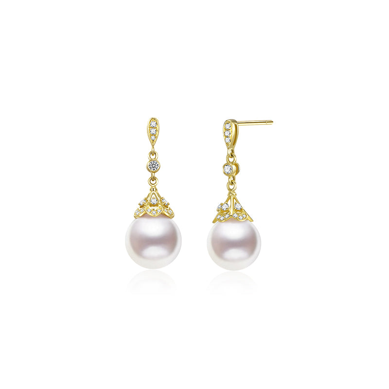 Fairylocus "Princess Hemline“ Elegant Design Austrian Crystal Pearl Sterling Silver Drop Earrings FLZZER40 Fairylocus