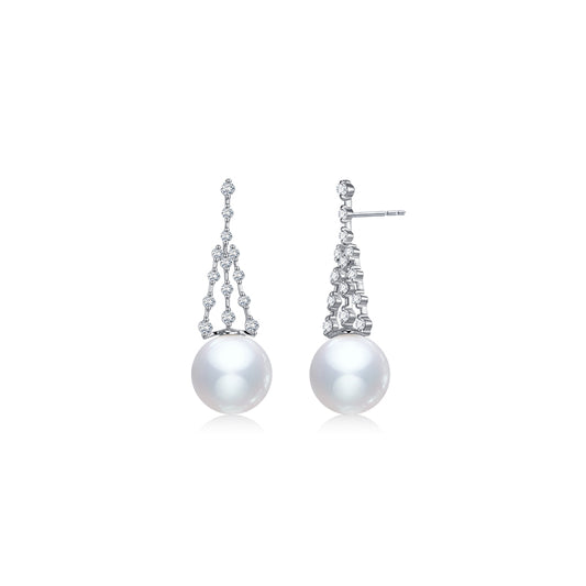 Fairylocus Elegant Design Austrian Crystal Pearl Sterling Silver Drop Earrings FLZZER44 Fairylocus