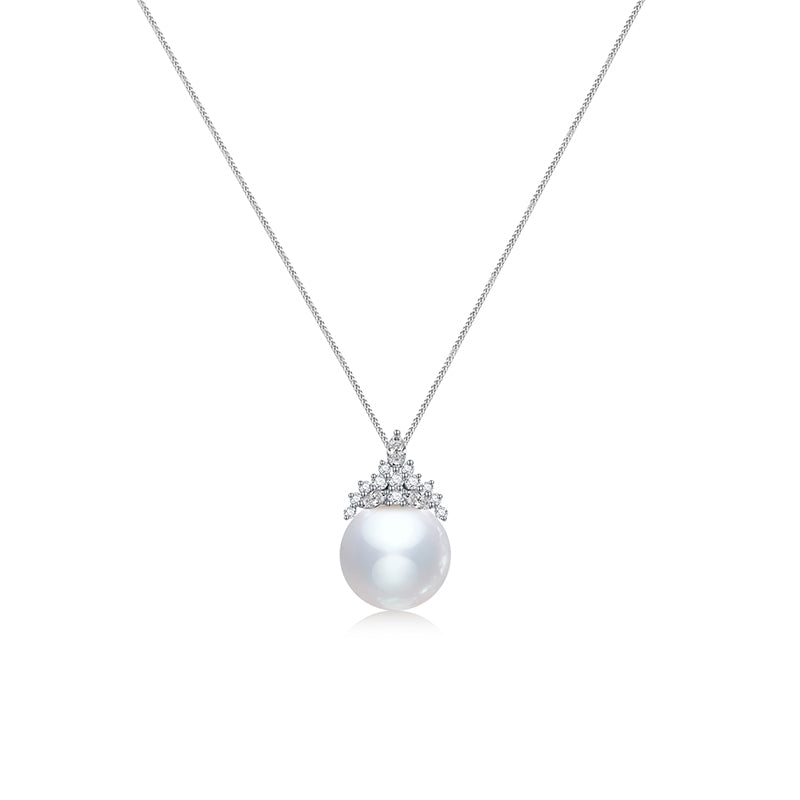 Fairylocus "Crown Princess"  Austrian Crystal Pearl Sterling Silver Necklace FLZZNL22 Fairylocus