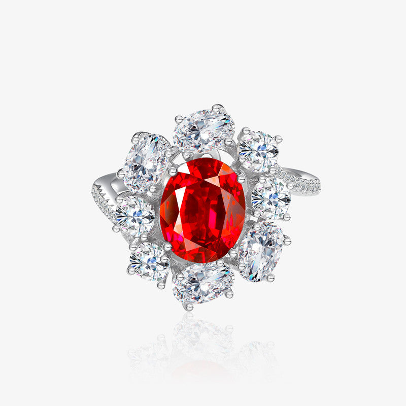 FairyLocus “Burgundy Pomegranate” Artisan Customized Sterling Silver Ring FLCSBSRG04 FairyLocus