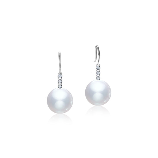 Fairylocus Minimalist Elegance Austrian Crystal Pearl Sterling Silver Earrings FLZZER46 Fairylocus
