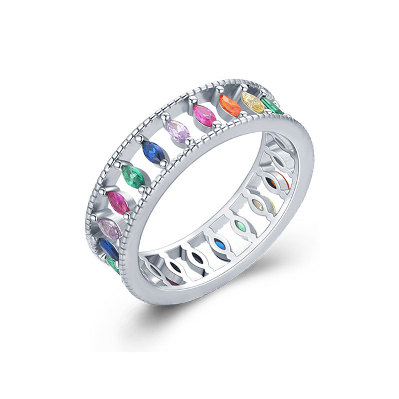 FairyLocus Rainbow Sterling Silver Ring Trendy Gifts Stacking Band FLCYRG-BK62 FairyLocus