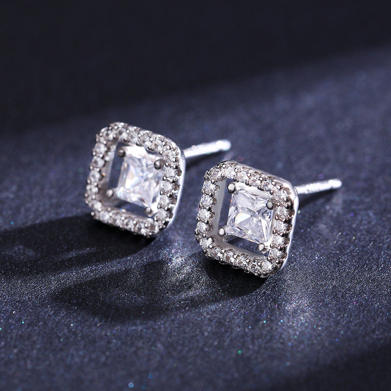 FairyLocus Princess Cut Sterling Silver 18K Gold Plated Stud Earrings FLCYER-INS17 Fairylocus