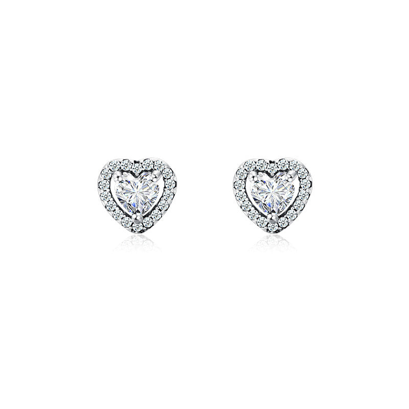 FairyLocus Halo Heart Cut Sterling Silver 18K Gold Plated Stud Earrings FLCYER-INS18 Fairylocus