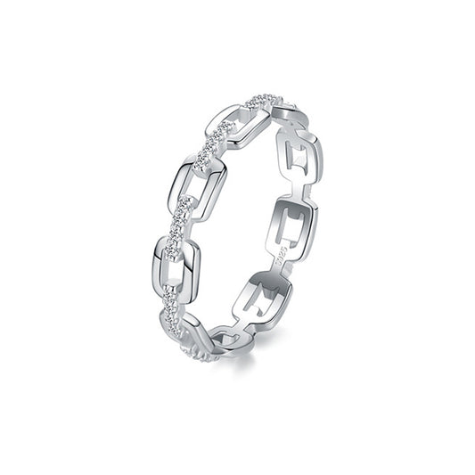 FairyLocus Trendy Chain Sterling Silver Ring Trendy Gifts Stacking Band FLCYRG-BK58 FairyLocus