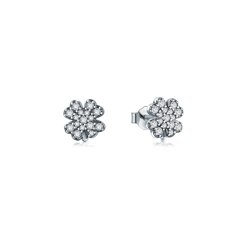 FairyLocus Four-Leaf Clover Sterling Silver 18K Gold Plated Stud Earrings FLCYER-INS12 Fairylocus