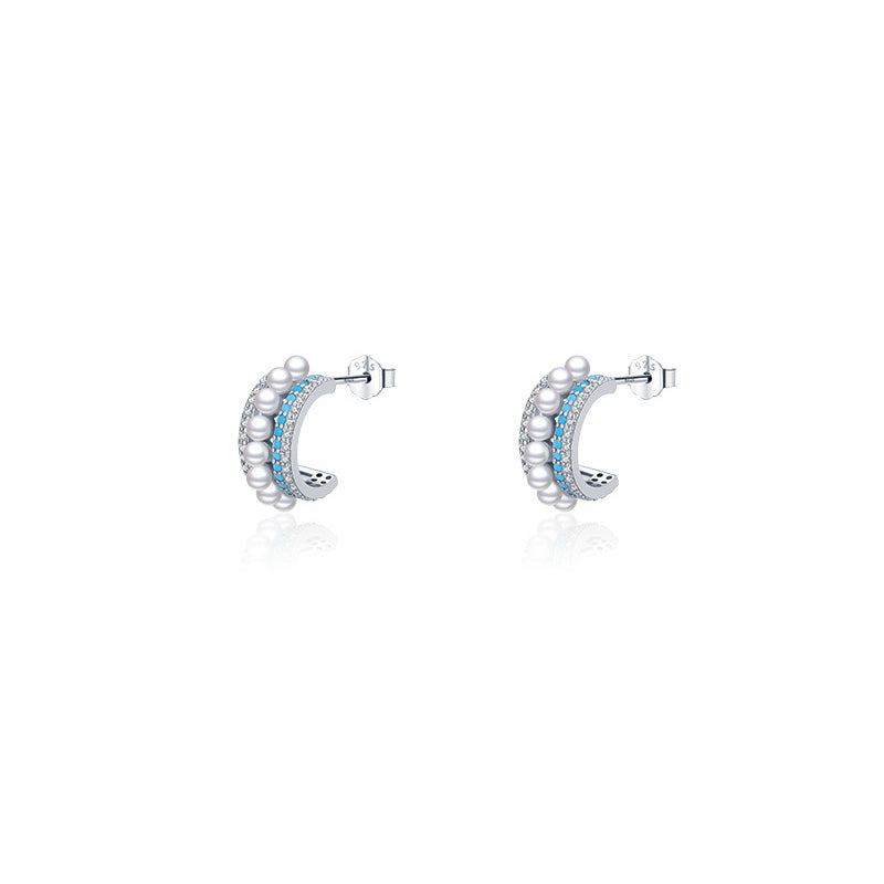FairyLocus Turquoise Pearl Sterling Silver 18K Gold Plated Hoop Earring FLCYER-INS04 Fairylocus