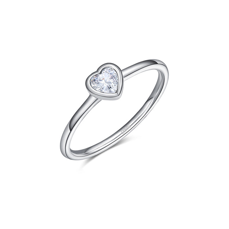 FairyLocus Heart Cut Sterling Silver Solitaire Ring Gifts FLCYRG-BK09 FairyLocus