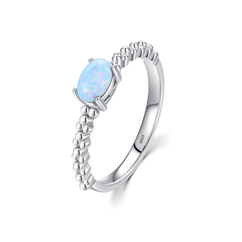 FairyLocus Princess Wathet Floral Opal Sterling Silver Ring Gifts FLCYRG-BK57 FairyLocus