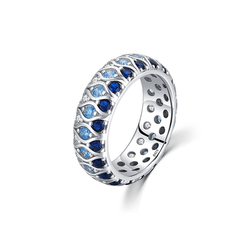 FairyLocus Bluegem Sterling Silver Ring Trendy Gifts Stacking Band FLCYRG-BK33 FairyLocus