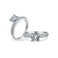 FairyLocus Princess Cut Enhancer Sterling Silver Wedding Ring Promise Gifts FLCYRG-BK21 FairyLocus