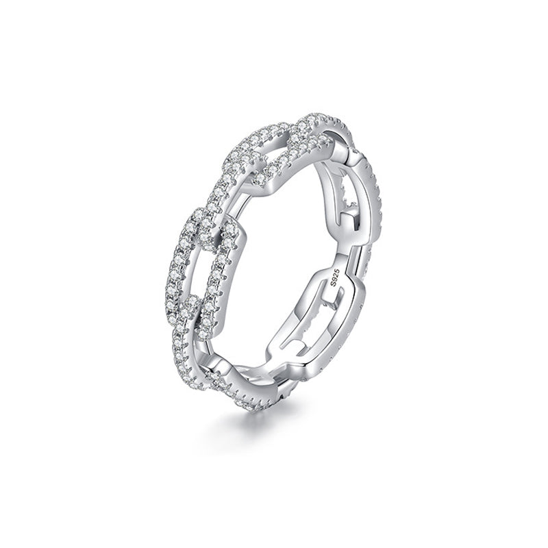 FairyLocus Drill Chain Sterling Silver Ring Trendy Gifts Stacking Band FLCYRG-BK40 FairyLocus