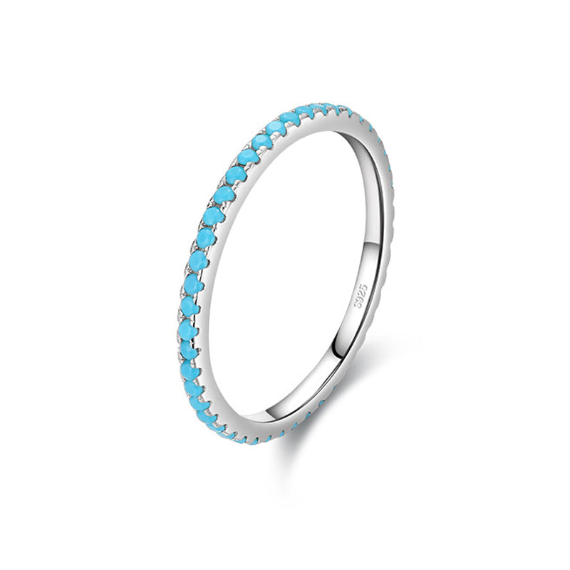 FairyLocus Simple Turquoise Sterling Silver Ring Trendy Gifts Stacking Band FLCYRG-BK60 FairyLocus