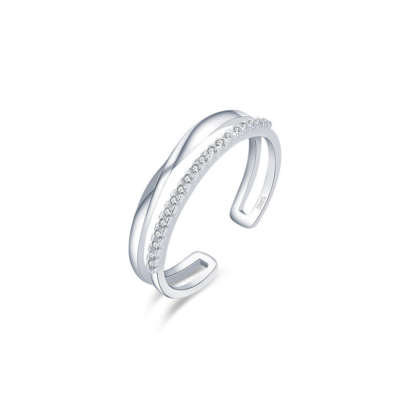 FairyLocus "Balance Steel" Eternity Band Sterling Silver Open Ring Gifts FLCYRG-KK08 Fairylocus
