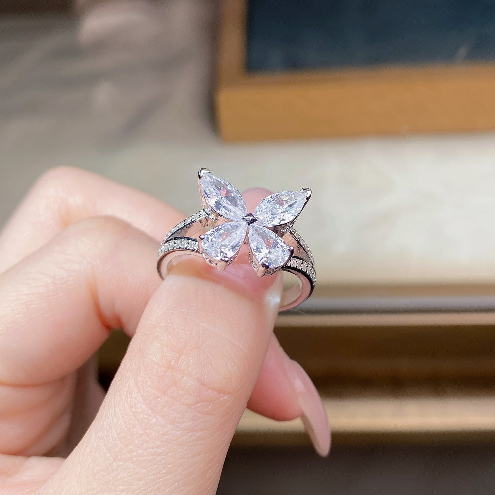 FairyLocus “Flying Butterfly” Engagement Sterling Silver Ring FLCYBSRG59 FairyLocus