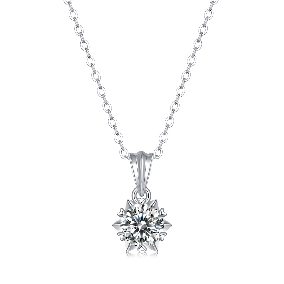 FairyLocus “Wholeheartedly” 1ct Moissanite Necklace Sterling Silver 18K White Gold Plated D Color VVS1 Clarity Brilliant Necklace FLZZNLMS25 FairyLocus