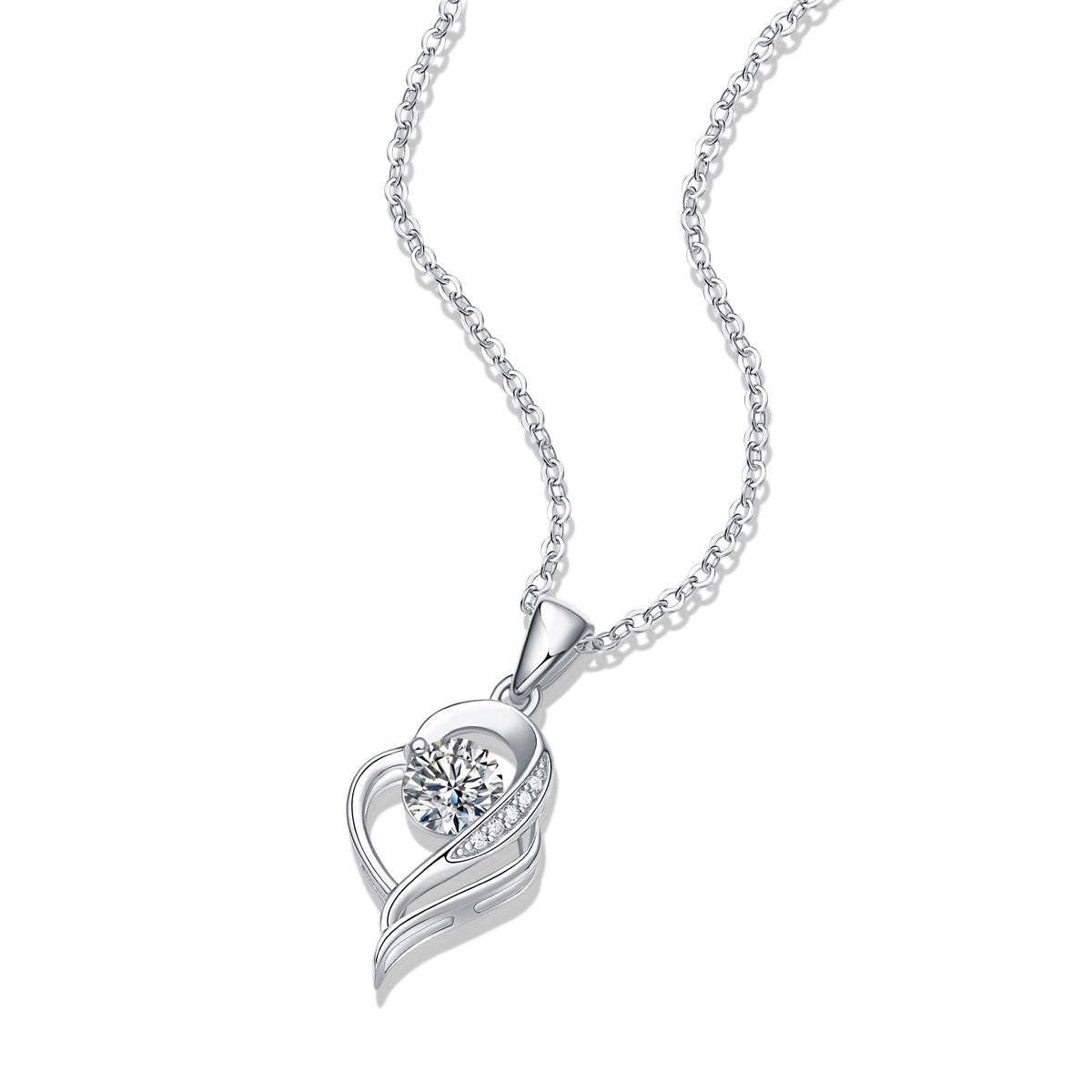 FairyLocus “Heartstrings” 0.5ct Moissanite Necklace Sterling Silver 18K White Gold Plated D Color VVS1 Clarity Brilliant Necklace FLZZNLMS28 FairyLocus