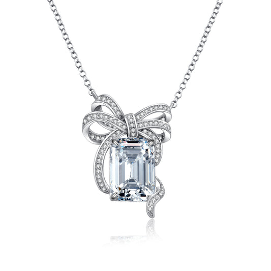 FairyLocus 10ct "Limpid Love“ Emerald cut Sterling Silver Necklace FLCYBSNL09 FairyLocus