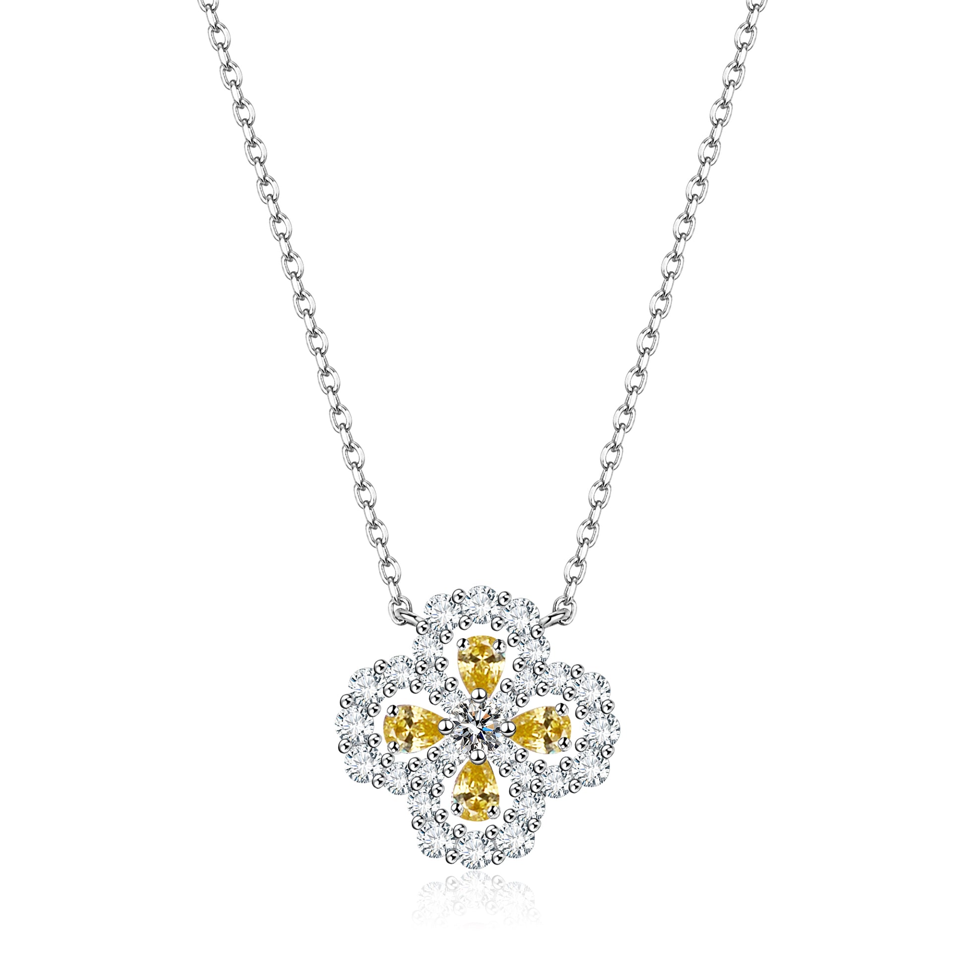 FairyLocus "Lucky Clover" Minimalism Fancy Yellow Sterling Silver Necklace FLCYBSNL23 FairyLocus