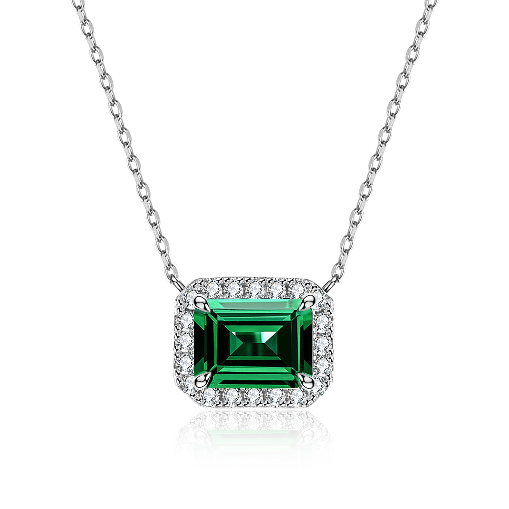 FairyLocus 3ct Emerald Cut Minimalism Sterling Silver Necklace FLCYBSNL27 FairyLocus