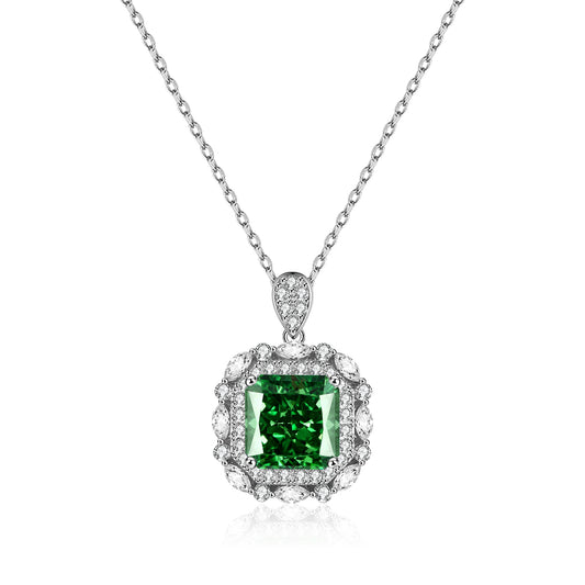 FairyLocus 5ct Princess Cut Emerald Green Sterling Silver Necklace FLCYBSNL16 FairyLocus