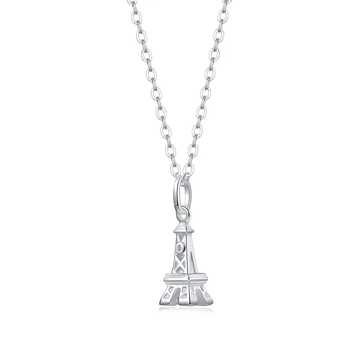 FairyLocus “Destiny Tower” 0.3ct Moissanite Necklace Sterling Silver 18K White Gold Plated D Color VVS1 Clarity Brilliant Necklace FLZZNLMS04 Fairylocus