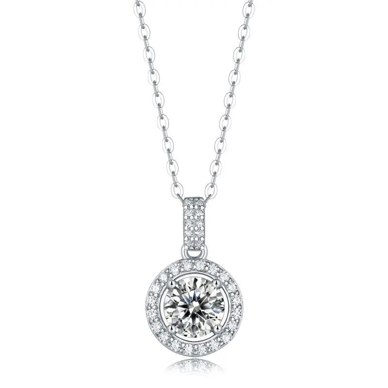 FairyLocus “Eternal Love” Moissanite Pendant Necklace Sterling Silver D Color VVS1 Clarity Brilliant Round Cut Lab Created Diamond Necklace FLZZNLMS08 FairyLocus