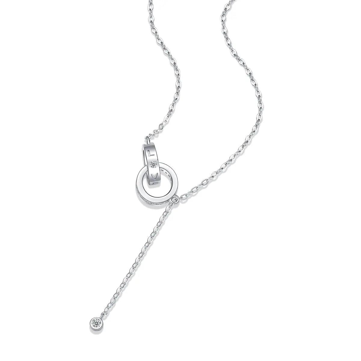FairyLocus “Interlocking” Moissanite Necklace Sterling Silver 18K White Gold Plated D Color VVS1 Clarity Brilliant Necklace FLZZNLMS17 Fairylocus
